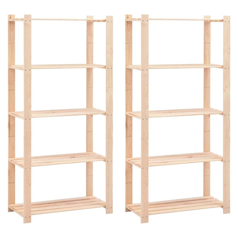 Set 2 Scaffali a 5 Livelli Organizer 80x38x170 cm in Massello Pino 250 kg