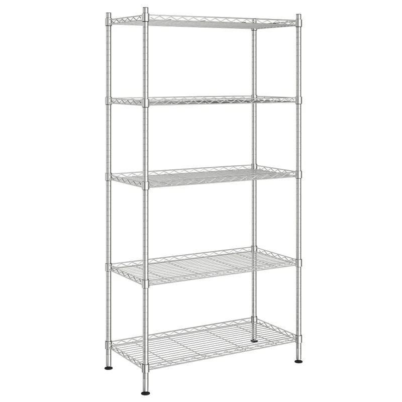Scaffale a 5 Ripiani Libreria 90x35x180 cm in Ferro Cromato Peso 250 kg