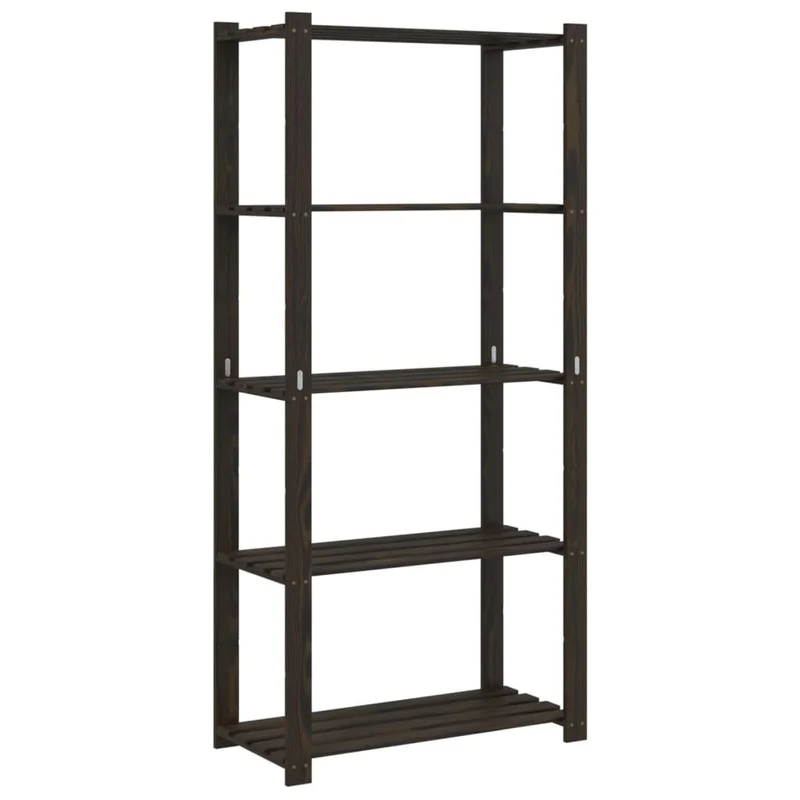 Scaffale a 5 Livelli Libreria 80x38x170 cm in Legno di Pino Colore Nero