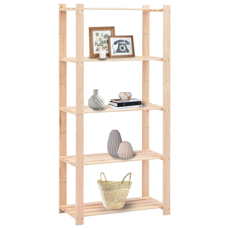 Scaffale a 5 Livelli shabby in Massello di Pino 80x38x170 cm 250 kg