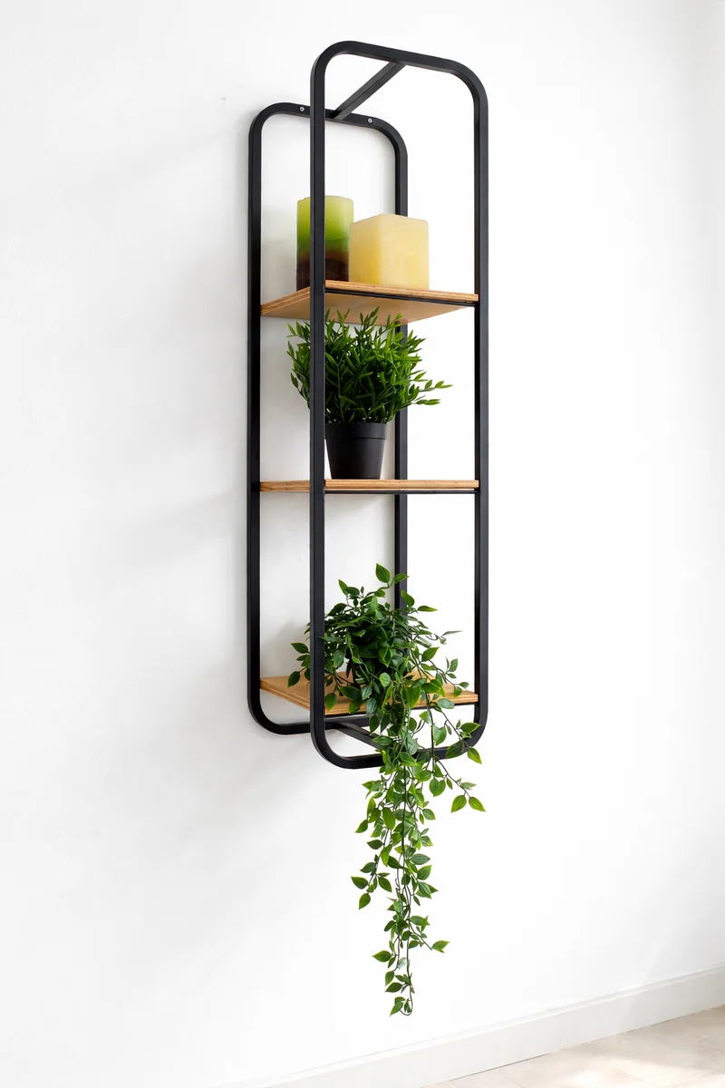Tecnokit Frank – Mensola da Parete a 3 Ripiani in Acciaio e Legno | Stile Industrial | Made in Italy