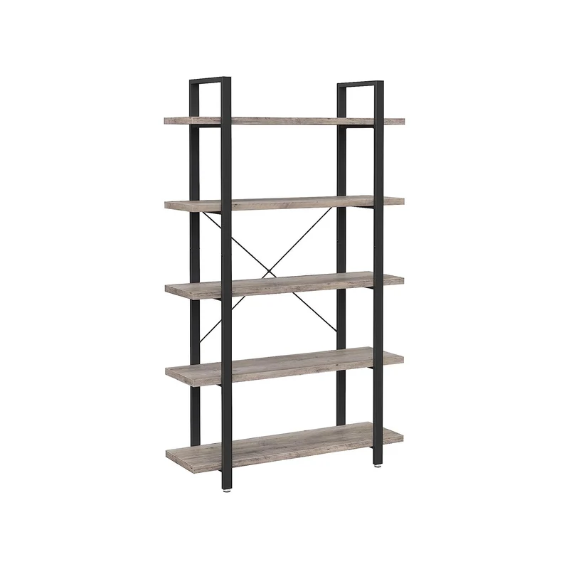 Libreria a 5 Ripiani Greige e Nero
