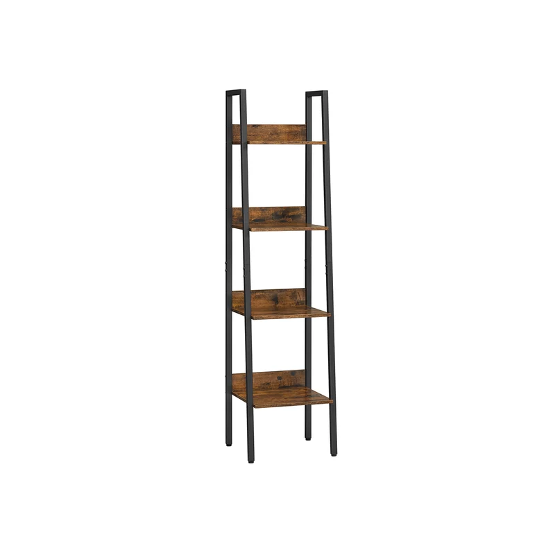 Scaffale a Scala a 4 Ripiani Marrone Vintage e Nero