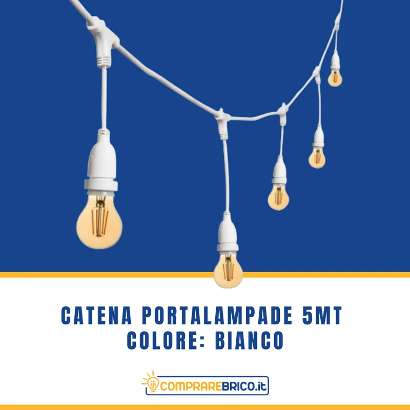 CATENA PORTALAMPADE 5 MT COLORE BIANCO SENZA LAMPADINE