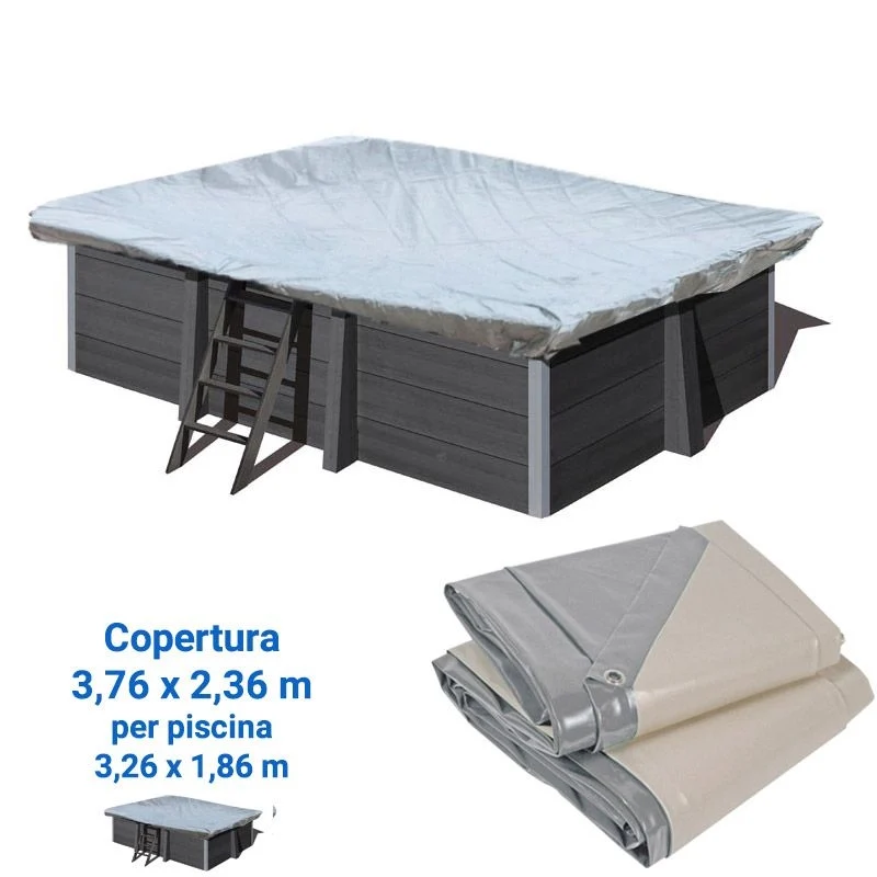 Copertura Invernale 8,54 X 4,36 M Per Piscina In Legno Composito Ottagonale Allungata Wpc Wood Di 8,04 X 3,86 M Dimensione piscina: 3.26 X 1.86 m