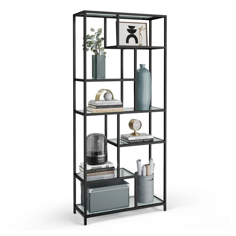 Libreria Scaffale Verticale Porta Piante in Vetro Temperato Studio Soggiorno