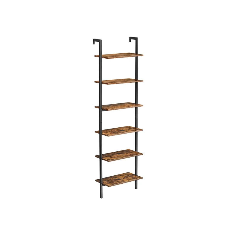 Scaffale da Muro a 6 Livelli Industriale Marrone