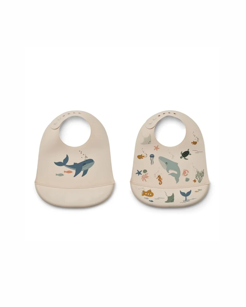 Bavaglino in silicone Tilda Printed Bib - Set di 2