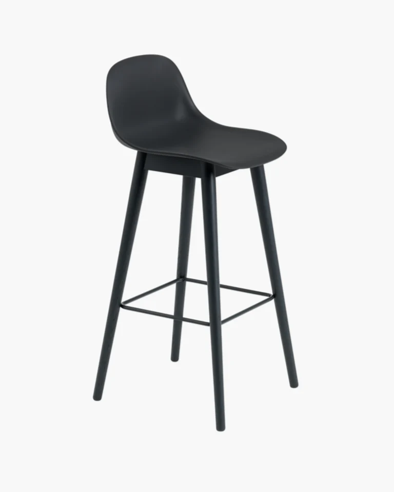 Fiber Bar Stool Wood Base - With Backrest - 75 cm