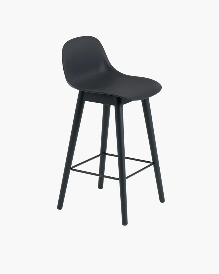 Fiber Counter Stool Wood Base - With Backrest - 65 cm