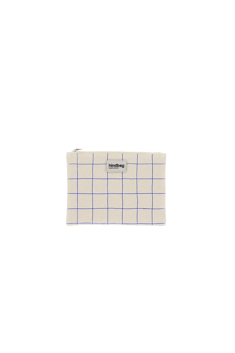 Pochette Ema - Quadri Ecru/Blu