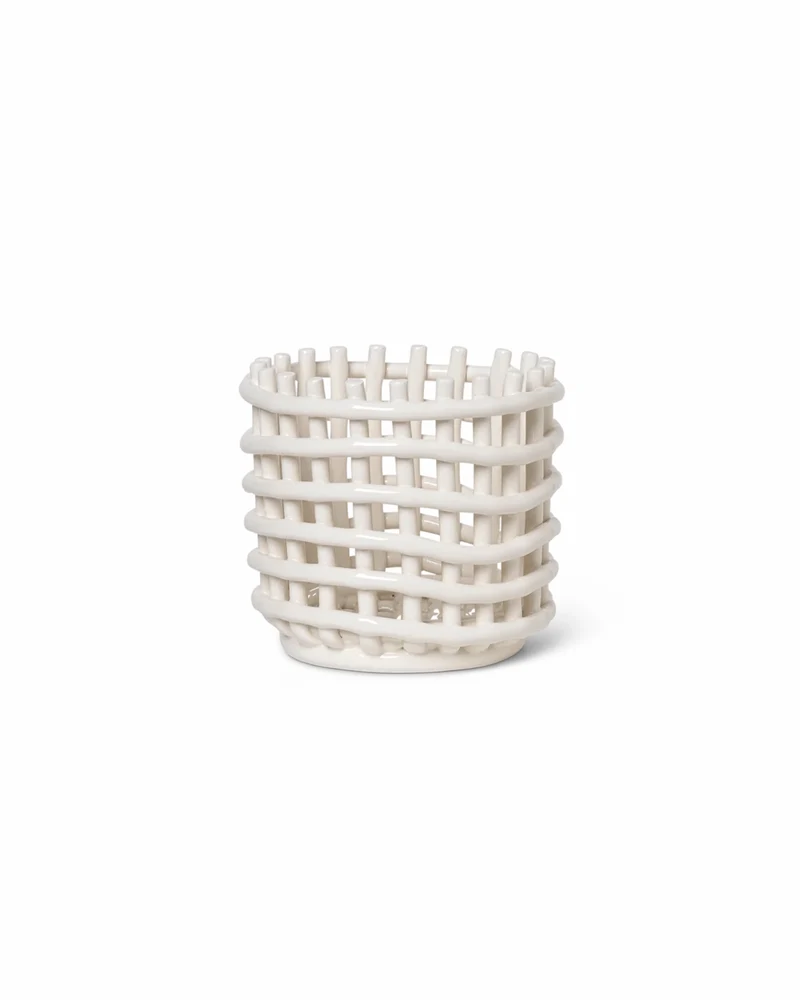Ceramic Basket Small - Off-White