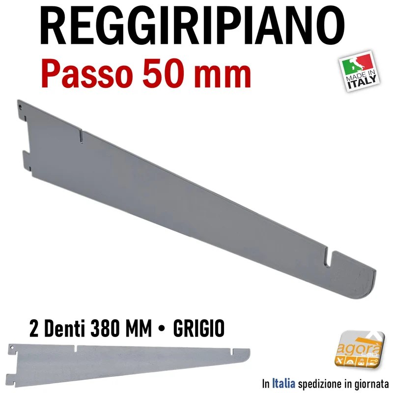 REGGIRIPIANO MENSOLA ATTACCO CAVETTATO P50 38CM 2D GRIGIO ATTREZZATURA PARETE NEGOZIO