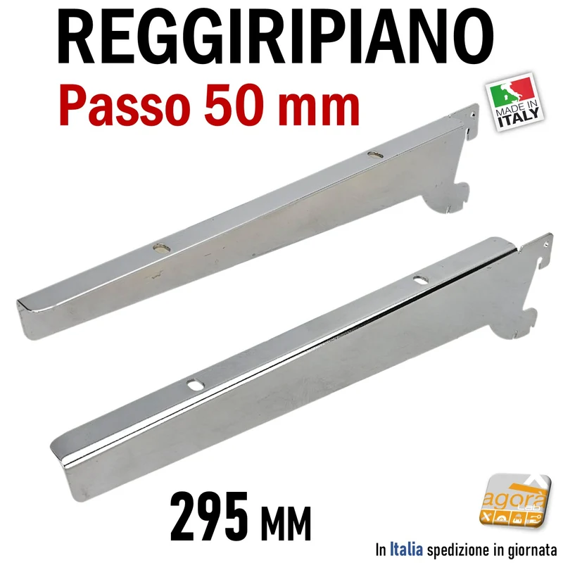 REGGIRIPIANO MENSOLA ATTACCO CAVETTATO P50 CROMATO 29CM ATTREZZATURA PARETE NEGOZIO