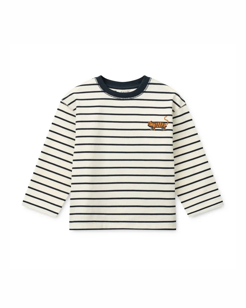 T-shirt LS Tyler Stripe - Classic Navy / Creme de la Creme