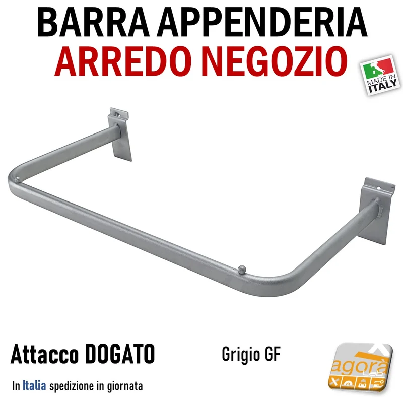 BARRA PARETE APPENDERIA ATTACCO DOGATO APPENDIABITI PORTA ABITI ATTREZZATURA ARREDO NEGOZIO