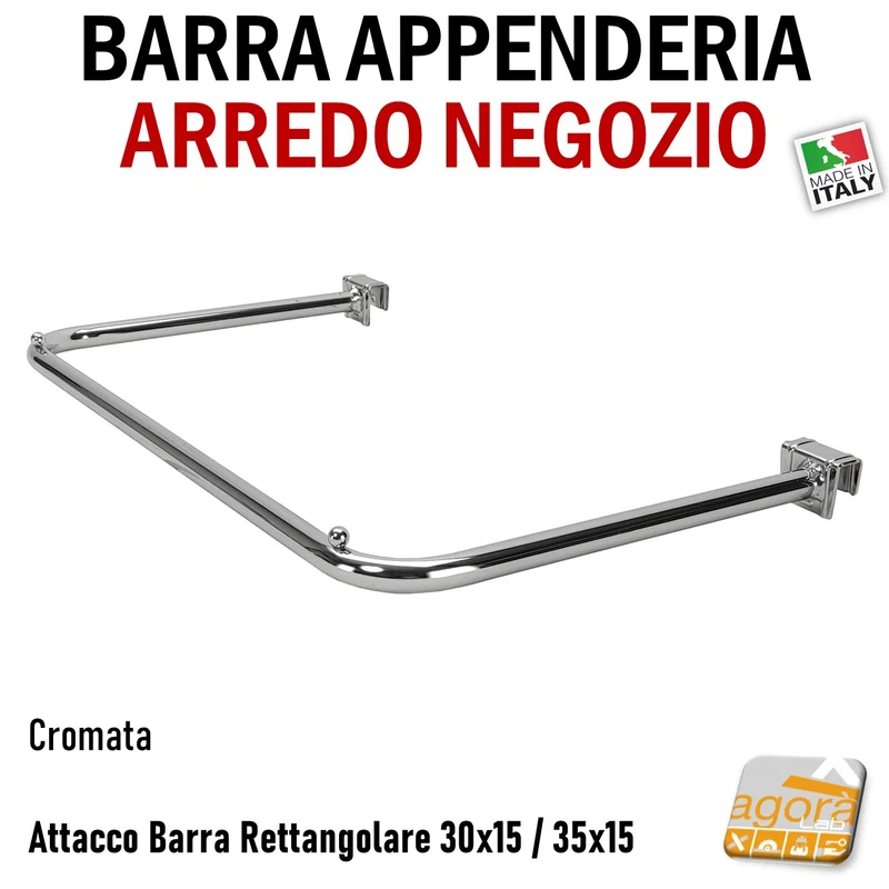 BARRA PARETE APPENDERIA X TUBO RETTANGOLARE 30x15 APPENDIABITI PORTA ABITI ARREDO NEGOZIO