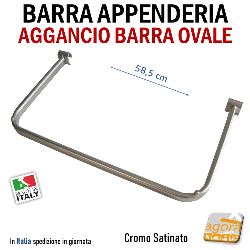 BARRA PARETE APPENDERIA X TUBO OVALE APPENDIABITI PORTA ABITI ARREDO NEGOZIO