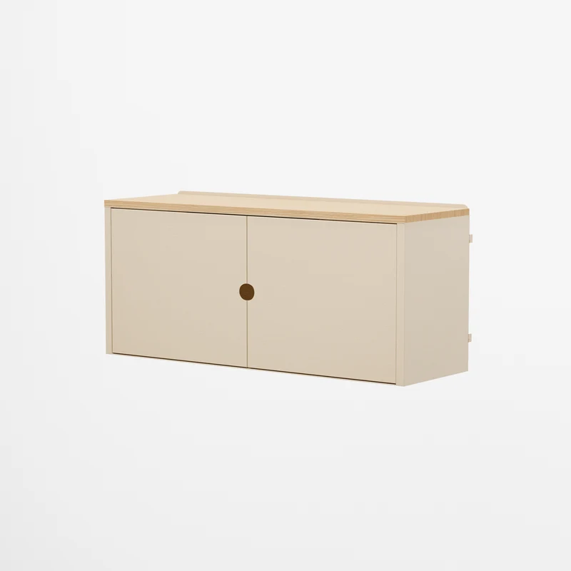 Linnea - Modulo Contenitore Appeso con Ante, Larghezza 90 cm - Beige Luxor