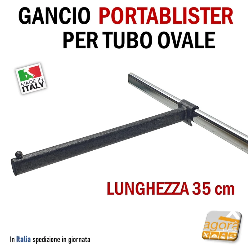 GANCI DIRITTI BROCHE 35 CM GRIGIO TBOV ATTREZZATURA PER ARREDAMENTO NEGOZI