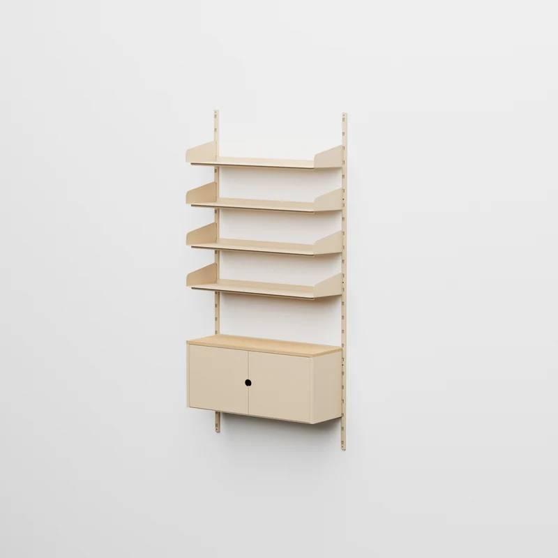 Linnea - Sistema Modulare a Parete - 4 Mensole 60 cm e Moduli Contenitore, Campata Singola - Beige Luxor (COD01183)