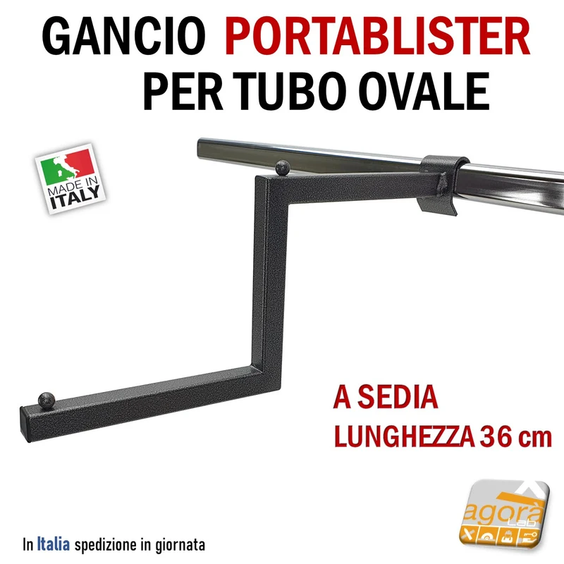 GANCI SEDIA BROCHE 36 CM GRIGIO TBOV ATTREZZATURA PER ARREDAMENTO NEGOZI TBQ20 A SCALETTA