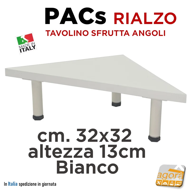 TAVOLINO SFRUTTA ANGOLI TOP CUCINA PACs 32x32x13 MENSOLA PIANETTO RIALZO PIEDI REGOLABILI