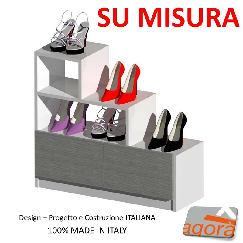 MOBILETTO SCARPIERA DESIGN SU MISURA PER CASA, PORTA SCARPE MODULARE ARMADIO