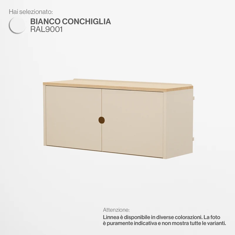 Linnea - Modulo Contenitore Appeso con Ante, Larghezza 90 cm - Bianco Conchiglia