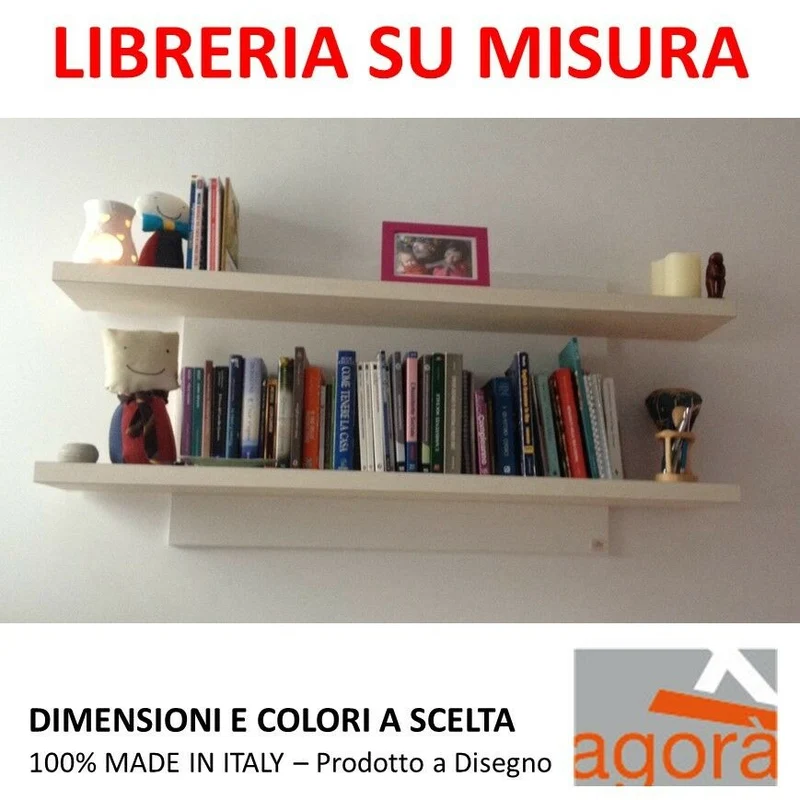 Libreria a giorno appesa mensole portaoggetti a muro NUOVA cm.55x20x68H bianca.