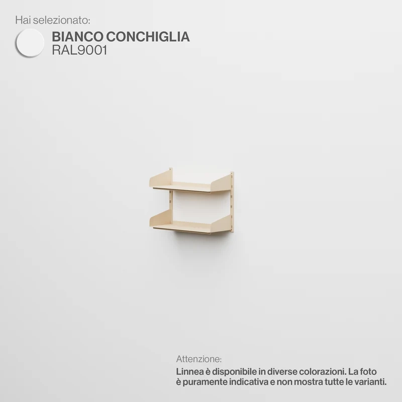 Linnea - Sistema Modulare a Parete con mensole da 60 cm, campata singola - Bianco Conchiglia (RAL9001)
