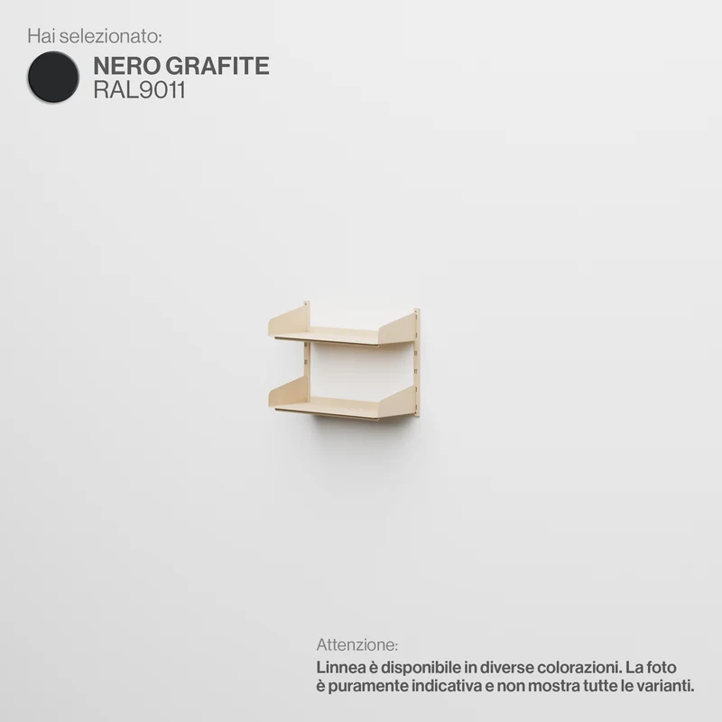 Linnea - Sistema Modulare a Parete con mensole da 60 cm, campata singola - Nero Grafite (RAL9011)