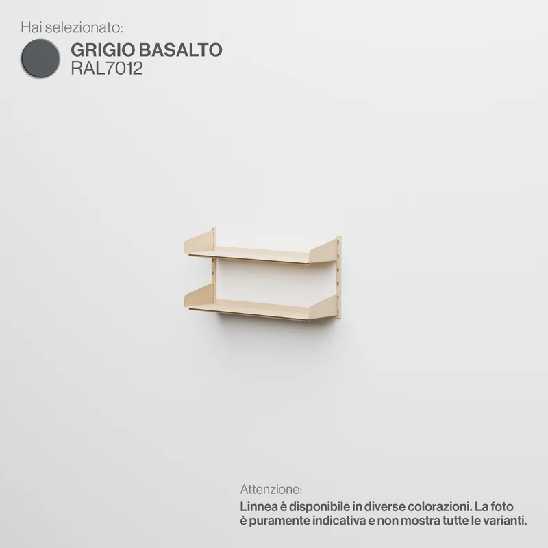 Linnea - Sistema Modulare a Parete con 2 mensole da 90 cm, campata singola - Grigio Basalto (RAL7012)
