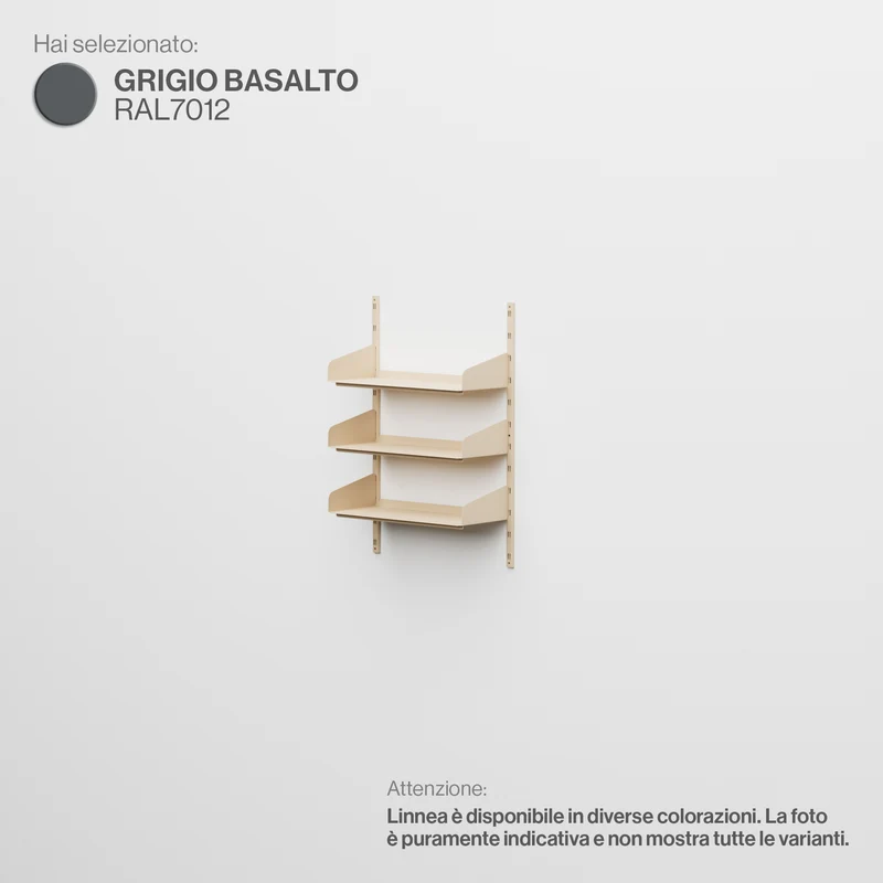 Linnea - Sistema Modulare a Parete con 3 mensole da 60 cm, campata singola - Grigio Basalto (RAL7012)