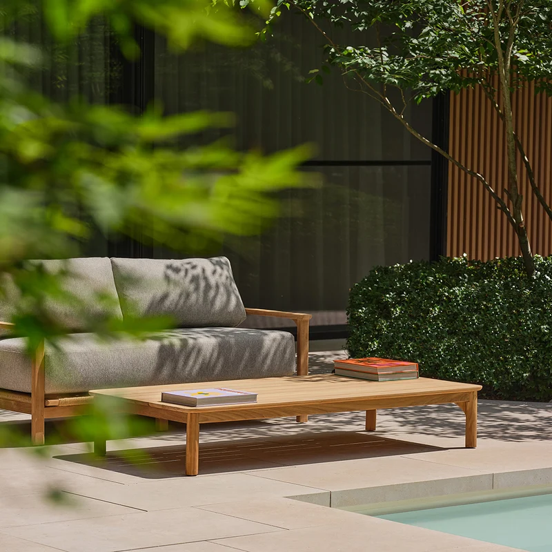 Tavolino da giardino in teak massiccio da 170 cm
