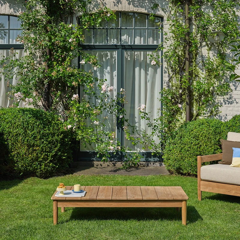 Tavolino da giardino in teak massiccio da 140 cm