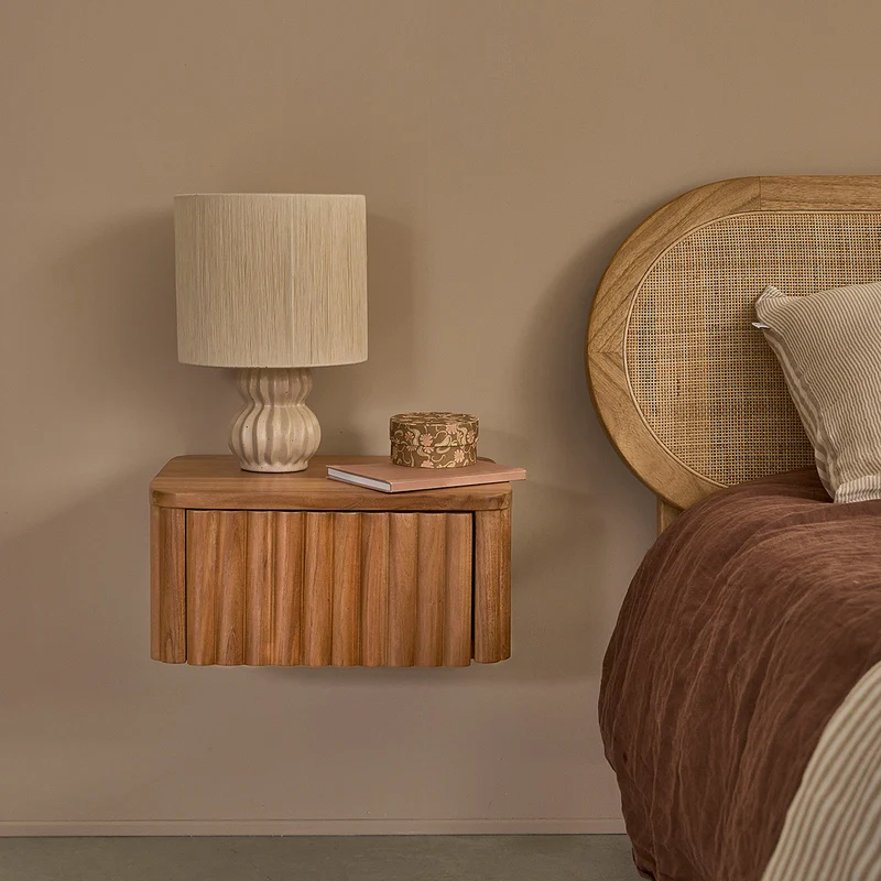Comodino sospeso in legno teak 45 cm