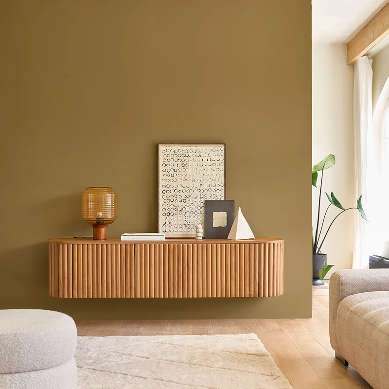 Mobile porta TV sospeso in teak massello 170 cm