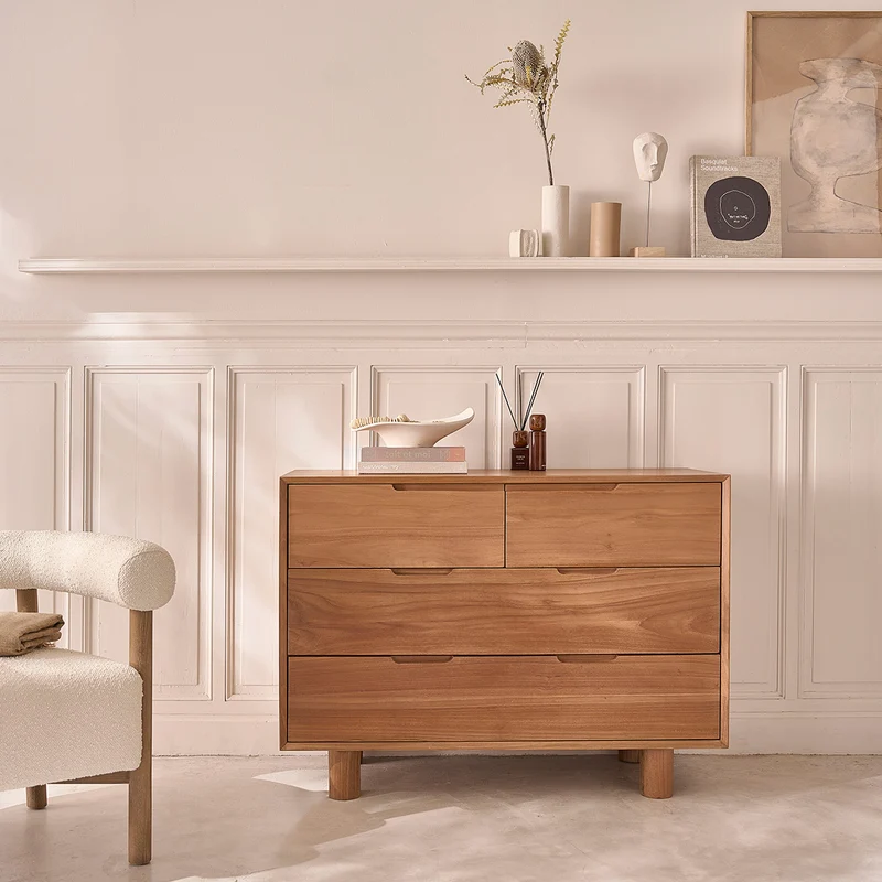 Cassettiera in teak massello 110 cm