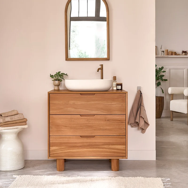 Mobile da bagno in teak massello da 80 cm