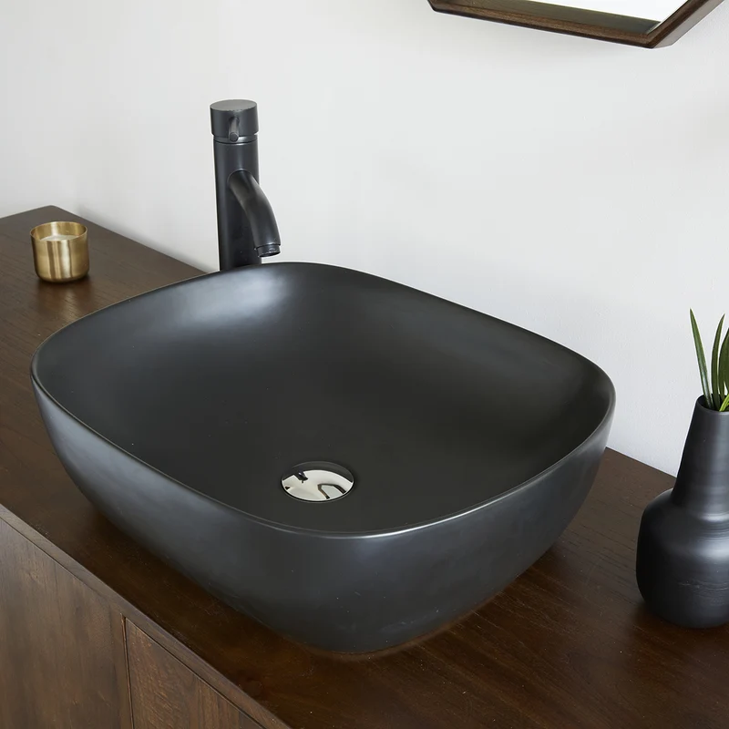 Lavabo ovale in ceramica nera 49,5 cm