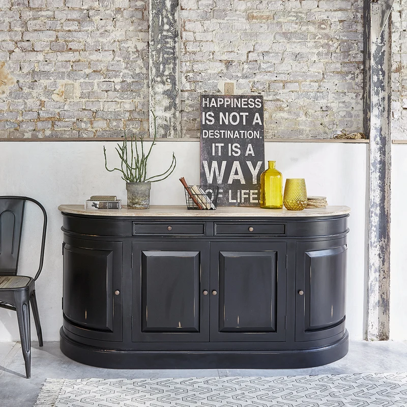 Credenza in mogano e teak massello 180 cm nero