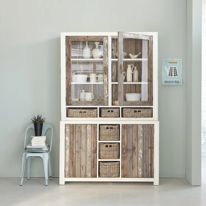 Vetrinetta in legno massello riciclato 140 cm
