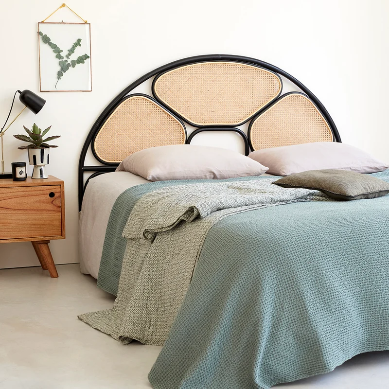 Testiera in cannage e rattan nero 160 cm