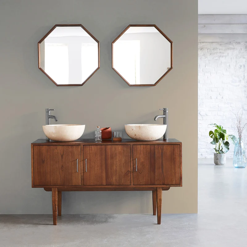 Mobile bagno in mindi massello 135 cm doppio ripiano