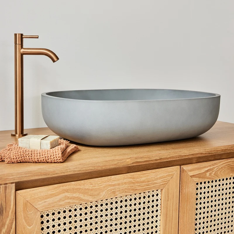 Lavabo in cemento grigio ovale 50 cm