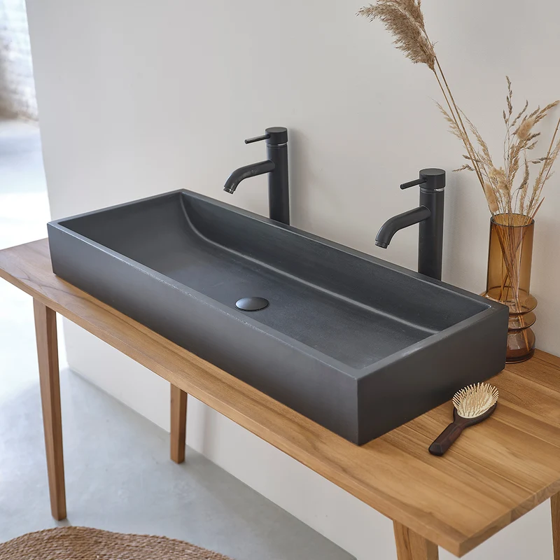 Lavabo in cemento nero 100x37 cm