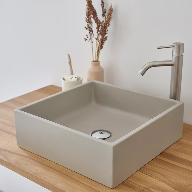 Lavabo in cemento grigio quadrato 37 cm