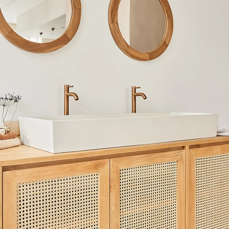 Lavabo in cemento beige 100 x 37 cm