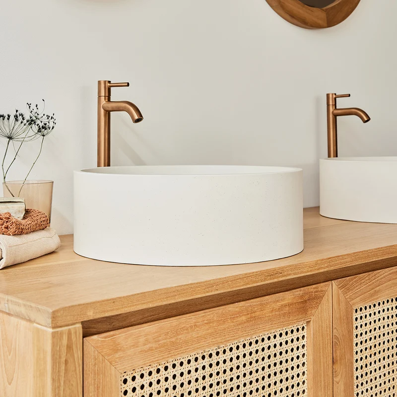 Lavabo in cemento beige Ø37 cm